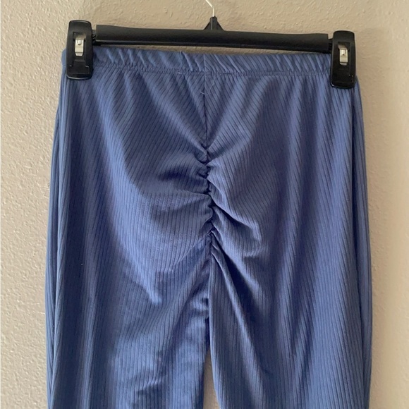 Blue Relaxed Fit ribbed flare Leggings - Picture 6 of 8